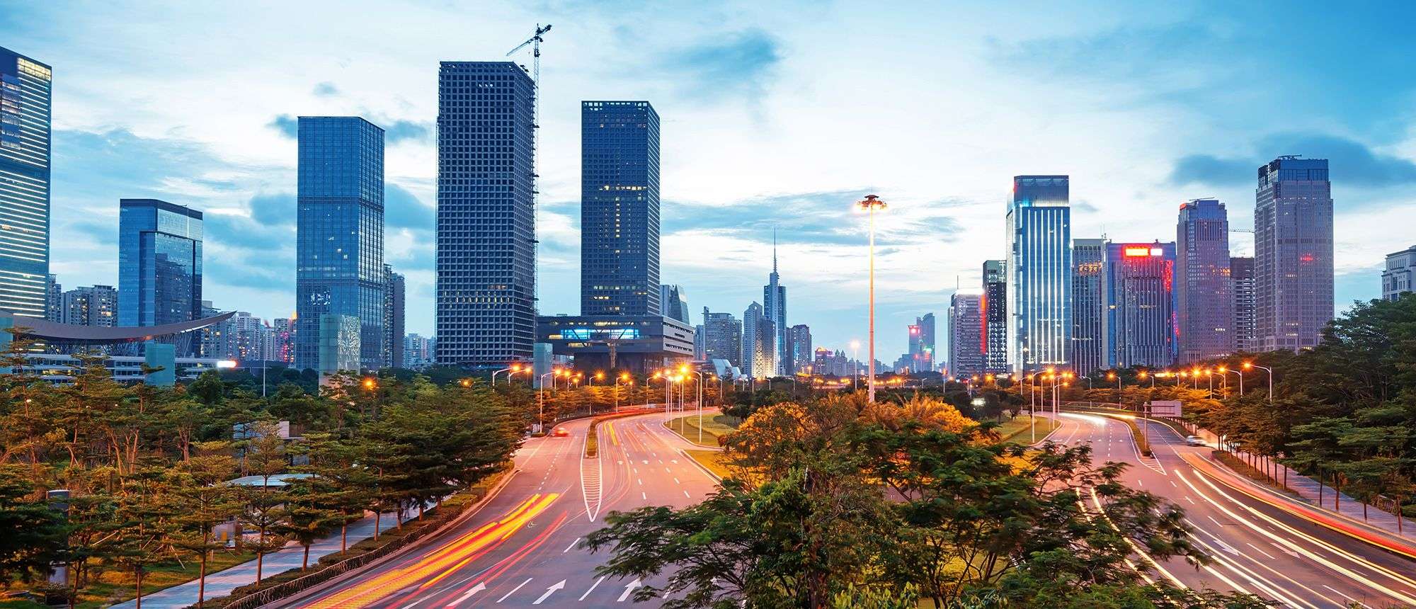 A view of buildings and roads Guangdong city