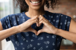 Smiling biracial woman